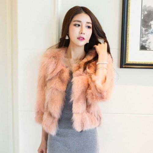 Real Fox Fur Winter Coat Women Clothes Autumn Korean Short Coats Ladies Vintage Pink Jacket Manteau Femme Hiver MY1095