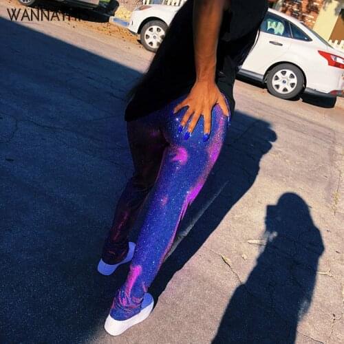 WannaThis Pencil Pants Women 2020 Fashion Ruched Glitter Casual High Waist Streetwear Autumn Sexy Slim Stretchy Trousers Female