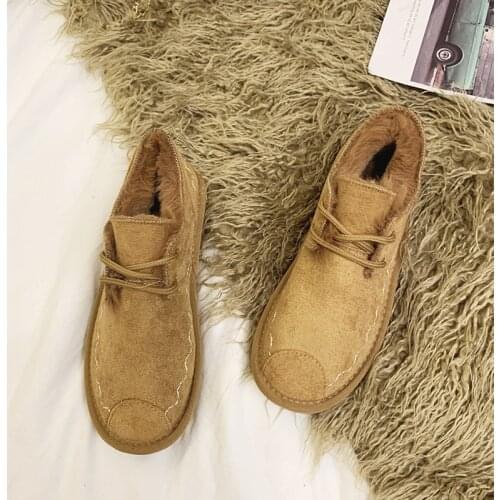 Winter boots women shoes 2020 solid flat plush warm snow boots lady platform ankle boots female casual shoes