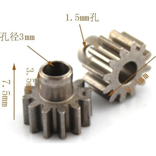 0.6-12T-7.5H-3.05 Silver Steel Gear Spindle Gear 45 Steel Gear Motor