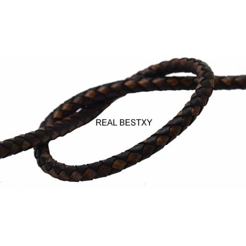 1m/lot Approx 6mm Genuine Leather Rope For DIY Bracelet Jewelry Making Braided Black Brown Cord Findings Bangles Accessories