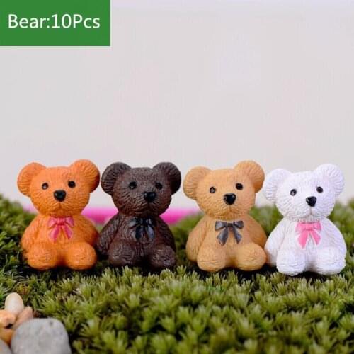 10Pc Cute Bear Cat Lovely Micro Landscape Figures Moss Terrarium Fairy Garden Miniatures Home Decor Accessories Figurine