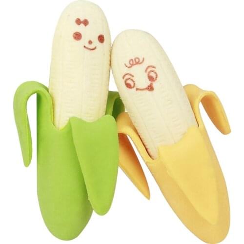 2PCS Cute Banana Fruit Style Rubber Pencil Eraser Office Stationery Gift Toy Office & Stationery Supplies