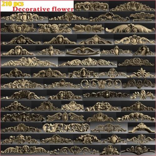 210pcs Decorative flower 3D STL Model Relief for CNC Router Aspire Artcam _ Carving flower for decoration furniture STL format