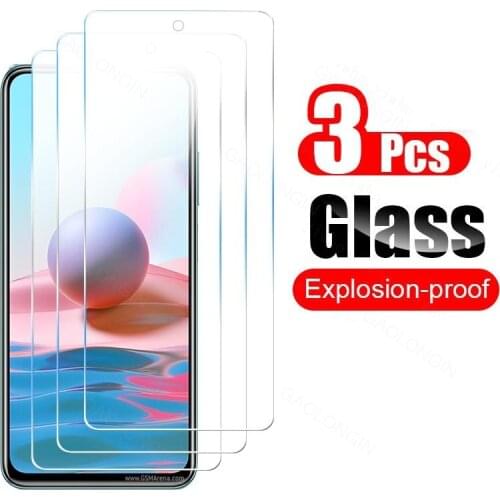 3Pcs protective glass for xiaomi poco f3 m3 x3 pro nfc glas redmi note 10 pro 9s 9t 9 8 8t 9c nfc 9a 8a screen protectors film