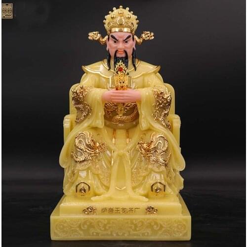 31cm large HOME Temple Shrine TOP efficacious protection Southeast Asia Sea god Dragon King Gold plating jade FENG SHUI statue