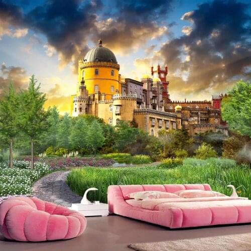 Custom 3D Wallpaper For Walls Castle Garden Landscape Wall Mural Photo Wallpaper For Living Room Bedroom Background Home Decor