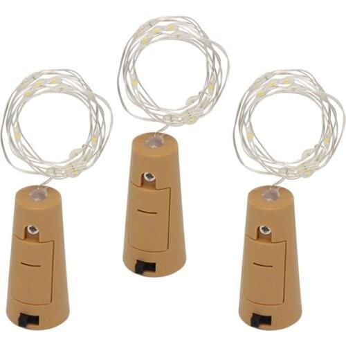 50pcs/lot Wholesale 2m Wine Bottle Stopper Garland Light Copper Silver Wire Battery String Lights For Christmas Wedding