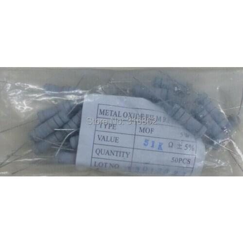 5W 62K 5W62K Carbon Film Resistor 5% 50pcs/LOT Free shipping