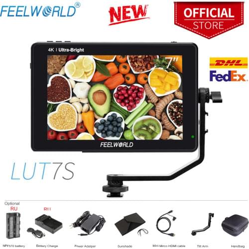 FEELWORLD LUT7S 7 Inch 2200nit Ultra Bright SDI Touch Screen DSLR Camera Field Monitor with SDI 4K HDMI Input 8.4V DC Output