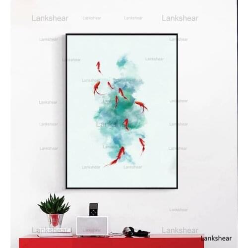 New Chinese Style Minimalist Wall Art Ink Koi Paintings Abstract Canvas Posters and Prints Home Room Decoration Wall Pictures