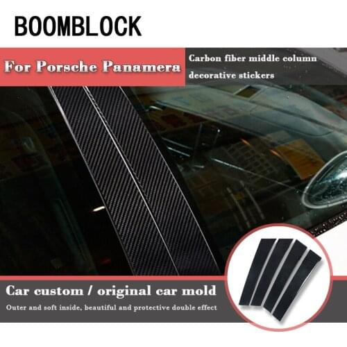 BOOMBLOCK Auto Black Carbon Fiber Welcome Pedal Car Styling Column Decoration Sticker For Porsche panamera Interior Accessories