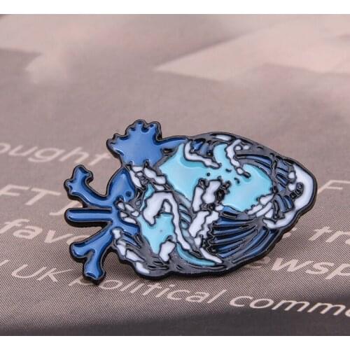 Brooch Women Marine Heart Enamel Brooches Pin Whale Ruler Wave Beach Heart Jewelry Clothing Brooches Pin Accessories