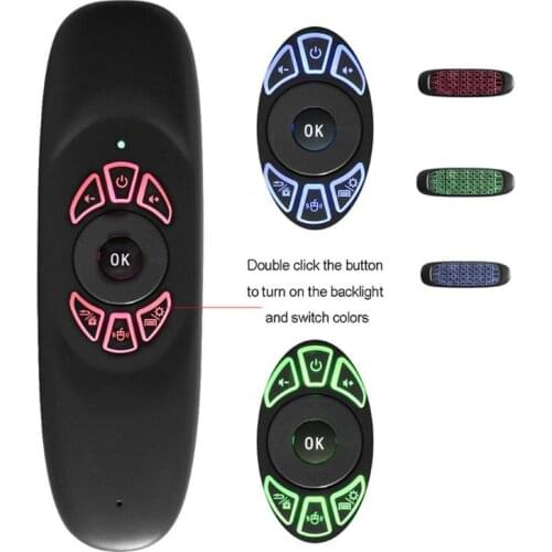 C120 RGB 3 Backlight Fly Air Mouse Wireless Backlit Keyboard G64 Rechargeable 2.4G Smart Remote Control for Android Tv Box