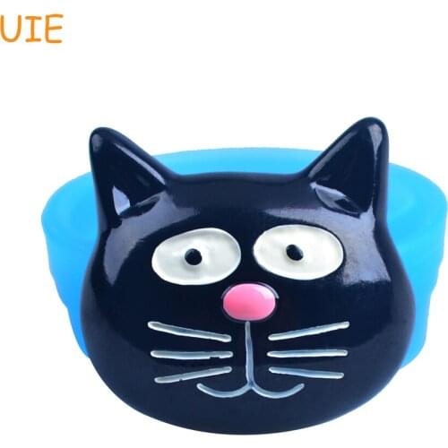 DYL132U Cat Flexible Silicone Push Mold Sugarcraft Chocolate Polymer Clay, Resin Wax Mold Jewelry Moulds Food Safe