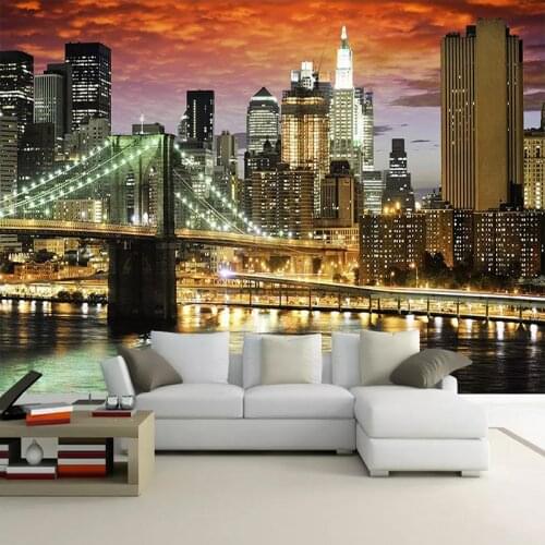 Custom Wall Painting Beautiful City Night View Photography Background Photo Wallpaper Mural Study Living Room Home Decor Fresco