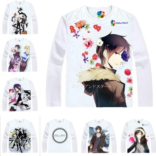 Coolprint Anime Shirt DOLLARS DuRaRaRa DRRR T-Shirts Long Sleeve Orihara Izaya Ryugamine Mikado Cosplay Motivs Hentai Shirts
