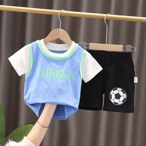 Summer Toddler Infant Clothing Sets Cartoon Sport T Shirt Shorts Baby Girls Boy Clothes Suits Children Costume Kids Sportswear