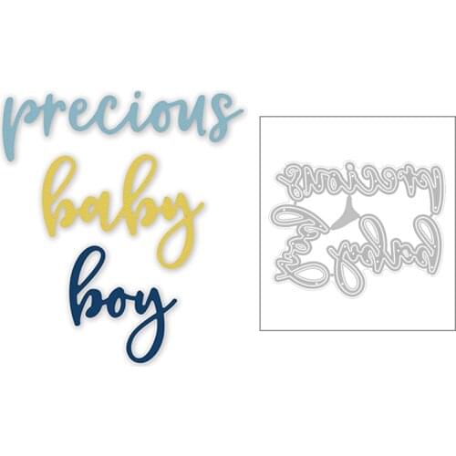 2020 Hot New English Word Valuable Baby Boy Blessing Metal Cutting Dies Foil and Scrapbooking For Card Making Crafts no stamps