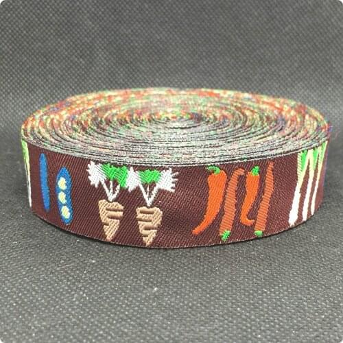 HOT!!! 2015 NEW wholesale 7/8'' 22mm Wide veggie/radishes/onion/chili Woven Jacquard Ribbon lace 10yards/lots KT2015052502