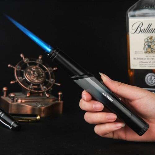 HONEST Cigar Lighter Jet Flame Portable Butane Carbon Fiber torch Lighter Mini for Cigar Cooking Outdoor