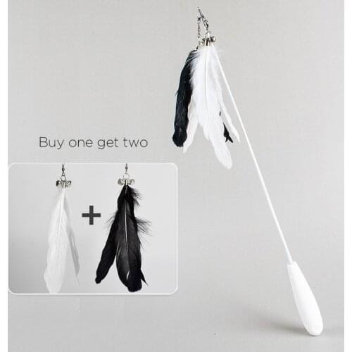 Cat Teaser Toy Feather Wand Kitten nteractive Toys Stick Rod for Cat Teaser Catcher Playing Fun,with Bell