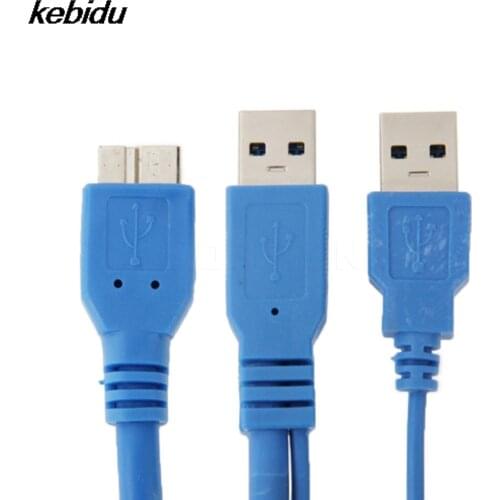 Kebidu 50cm Dual USB 3.0 A to Micro-B USB 3.0 Y Cable for Samsung Galaxy Note 3 III N9000 for HDD Case Computer Cable Connector
