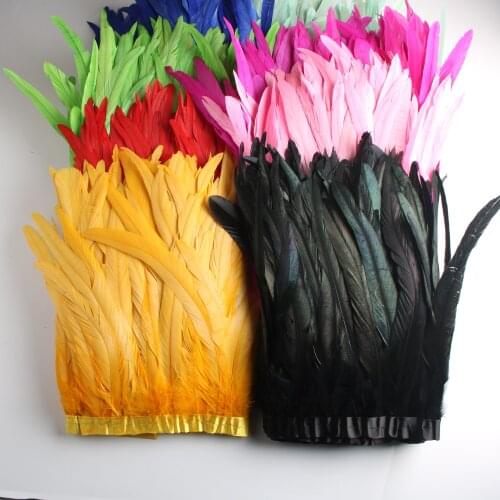 Beautiful 10 Yards 10-12 inch Width Rooster Tail Feather Trim Coque Feather Trimming For Crafts Dress Skirt Costumes Plumes