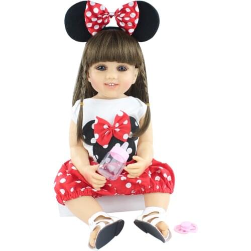 55cm Full Silicone Reborn Baby Doll For Girl Long Hair Princess Toddler Bebe Boneca Kid Birthday Gift Play House Dress Up Toy