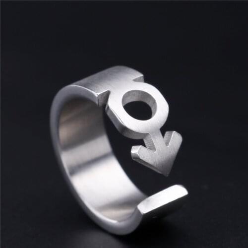 MANGOSKY Titanium Steel Men Style Finger Stainless Steel Rings Gender Symbol Couple Engagement Ring For Lover