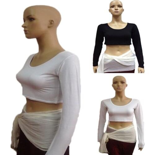 Muslim Women Tops Crop Undershirt Modal Plain Color O-neck Long Sleeve Ramadan Islamic Arab Clothing Dubai Middle East Casual