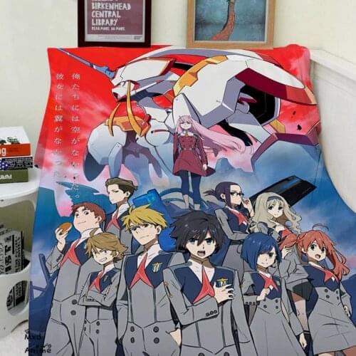 Japanese Anime Darling In The Franxx Soft Flannel Fleece Throw Blanket Decorative Plane Travel warm Throw Blankets for sofa