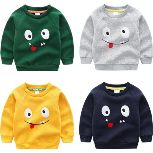 New Autumn Korean Version of The Clothing Boys and Childrens Embroidery Cartoon Cotton Hooded Sweater Sportswear Wholesale
