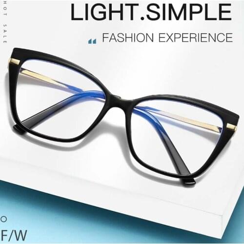 Anti Blue Light Radiation Glasses for Women Cat Eye Optical Glasses Frames Ladies Fashion Computer Eyeglasses Trends Office