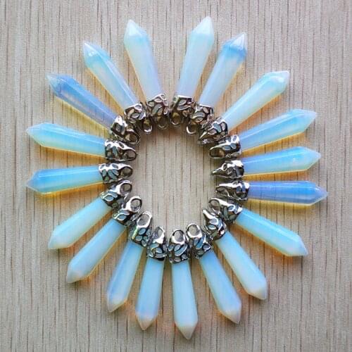 Wholesale 20pcs/lot 2018 Fashion good quality opal pillar charm pendants 10x32mm for necklaces jewelry making free shipping