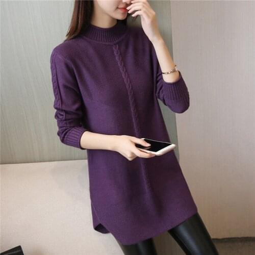 Autumn Winter Long Sweater Knitwear Plus size 4XL Solid Warm Womens Pullover O neck Thicken Female Casual Soft Knit Sweaters