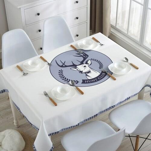 Rectangle Cotton Table Cloth Waterproof Table Cover Christmas ELK Design Tablecloth Christmas Dining Table Decoration Home Decor