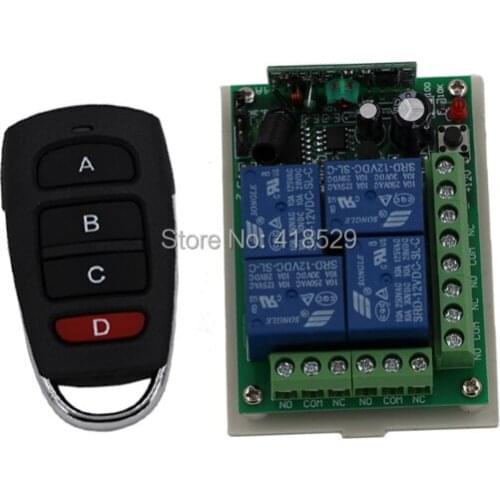 RF Good Quality Wireless DC 12V 7A 4CH Remote Control Switch 1 Receiver with 1pcs Transmitters