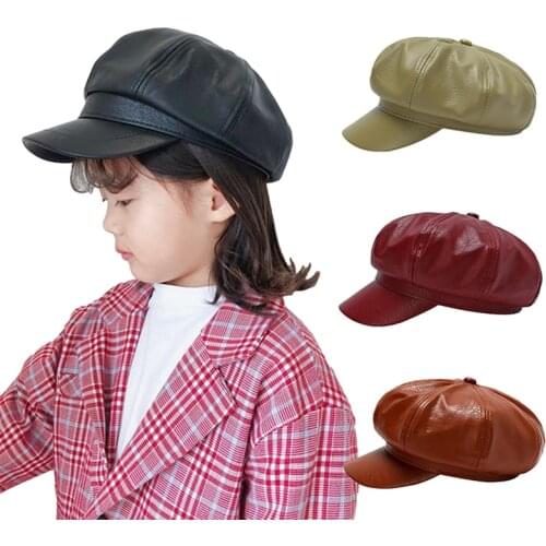Kids Hat Models Solid Color bBoys Girls Beret Retro Newborn Photography Accessories Boy Cap Baby Octagonal Hat Autumn Winte