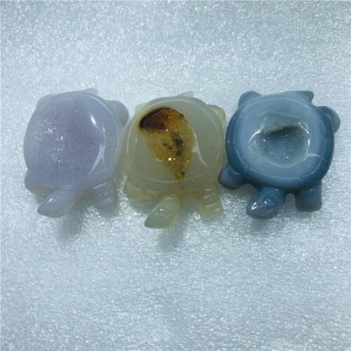 Natural agate crystal lucky tortoise fortune Feng Shui statue Statue office decoration chakra healing stone statue decoration