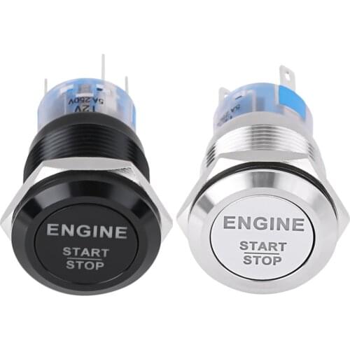LED Waterproof Car Metal Momentary Switch Engine Power Start 12V 19mm Auto Reset Push Button Switch Engine Start Switch