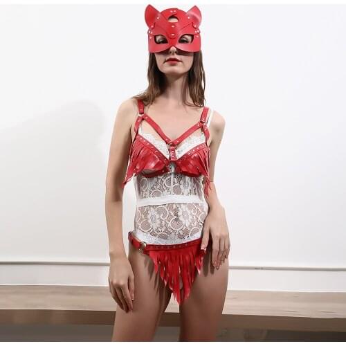 UYEE 3pcs Sexy Underwear Leather Bondage Cage Fetish Harness Set Garter Belts Women Straps Bra Erotic Garters Body Belts