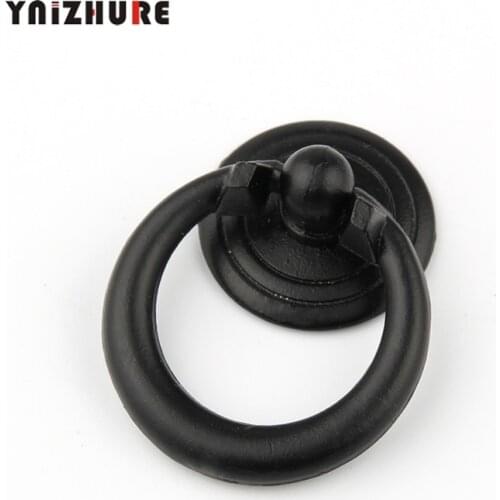 YNIZHURE 1pc 34*25mm Black Ring Zinc Alloy Door Handles Pulls Cabinet Antique Furniture Hardware