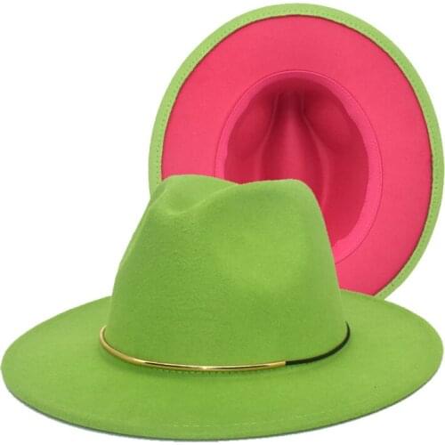 FUODRAO Black Red Patchwork Wool Felt Jazz Fedora Hats Belt Decor Women Unisex Wide Brim Panama Party Trilby Cowboy Cap F51