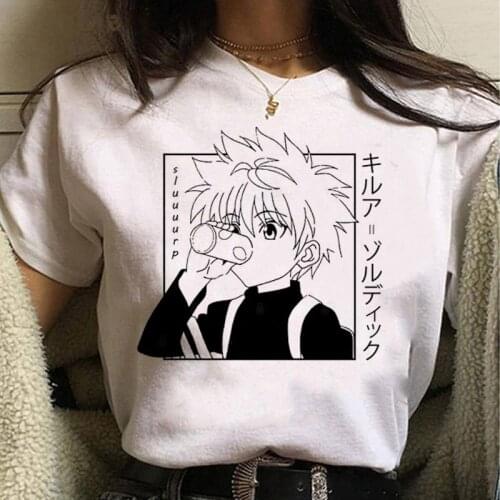 Women T-shirt Kawaii Unisex Anime Hunter X Hunter T Shirt Men Summer Tops Cartoon Killua Zoldyck T-shirt Crew Neck Tees Harajuku