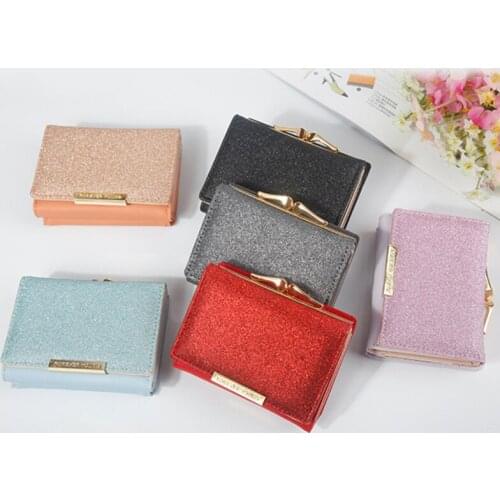 Women Shiny Wallet Three Fold Wallets Cartera Mujer Ladies Coin Pocket Womens Purse Simple Clutch Bag Portefeuille Femme