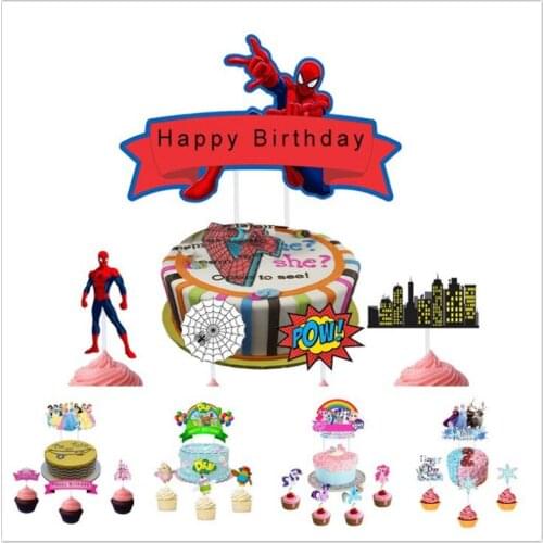 1set Spiderman Cake Dessert Inserted Card Prod With Picture Cake Decoration Card Cupcake Picks Kid Birthday Party Decoration