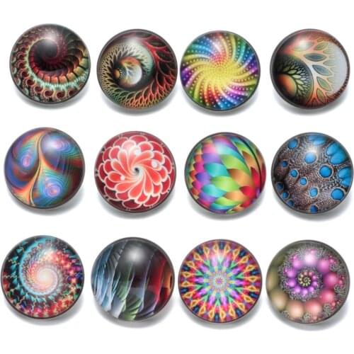 12pcs/lot Spiral Pattern Colorful 18mm Glass Snap Button Fit Bracelet Snaps Jewelry KZ0433