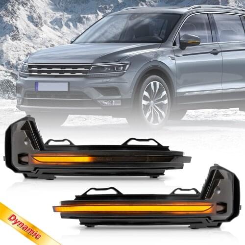 2pcs Dynamic LED Side Mirror Light Amber Turn Signal Sequential Indicators Lamp For VW Tiguan AD/ BW 2016 2017 2018 2019 2020