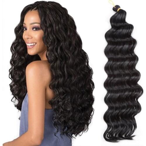 20 Inch Deep Wave Twist Crochet Hair Synthetic Braiding Hair Curly Wave Extensions For Women Black Brown Bug